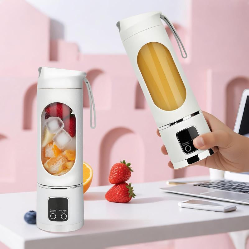 2025 Best Mini Juicer Blender with LED Display, 12-Blade 3-Speed Control, 1500Mah USB-C Rechargeable, 450Ml Leak-Proof Cup, Compact for Household & Travel, Ideal for Smoothies & Fruit Blends.Thanksgiving Gifts
