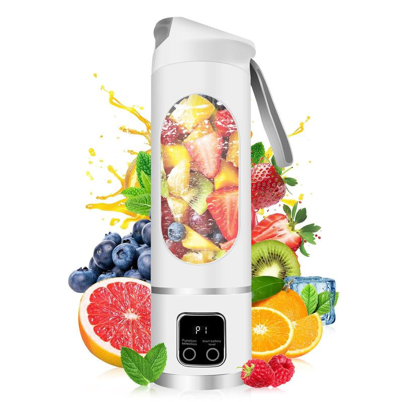 2025 Best Mini Juicer Blender with LED Display, 12-Blade 3-Speed Control, 1500Mah USB-C Rechargeable, 450Ml Leak-Proof Cup, Compact for Household & Travel, Ideal for Smoothies & Fruit Blends.Thanksgiving Gifts